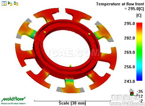 如何正確解讀Moldflow流動波前溫度結(jié)果？moldflow仿真分析圖片2
