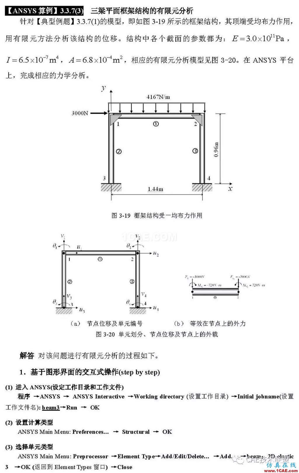 ANSYS經(jīng)典實例-三梁平面框架結(jié)構(gòu)的有限元分析ansys workbanch圖片1