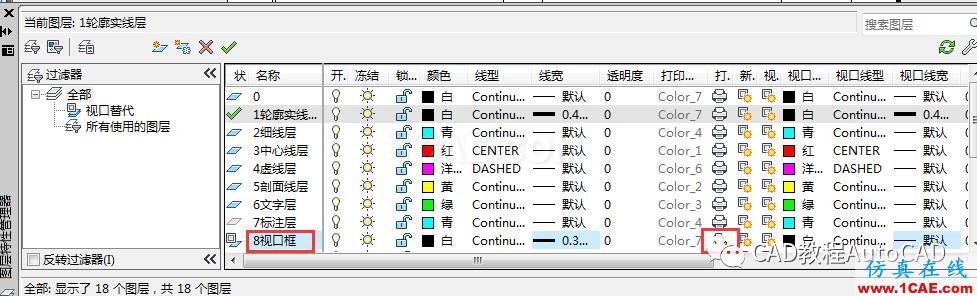 CAD布局中打印時如何隱藏視口框的線條？【AutoCAD教程】AutoCAD仿真分析圖片3