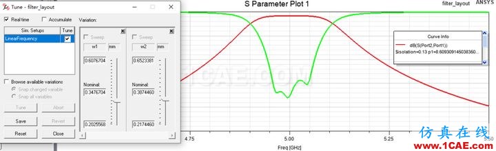 HFSS案例實(shí)時(shí)調(diào)諧（Tuning）仿真Circuit+HFSSHFSS結(jié)果圖片15