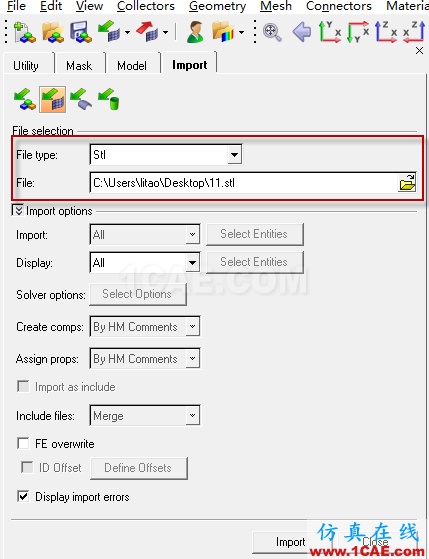 STL格式的文件導入ANSYS,Abaqus,HyperMesh