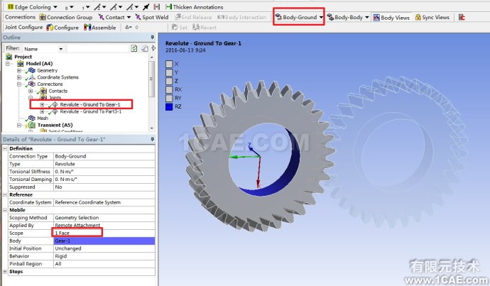 ANSYS wbrWorkbench齒輪瞬態(tài)動(dòng)力學(xué)仿真