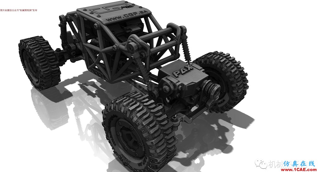 【RC遙控車】遙控大腳攀爬模型車3D圖紙 SOLIDWORKS設(shè)計(jì)solidworks simulation分析案例圖片2