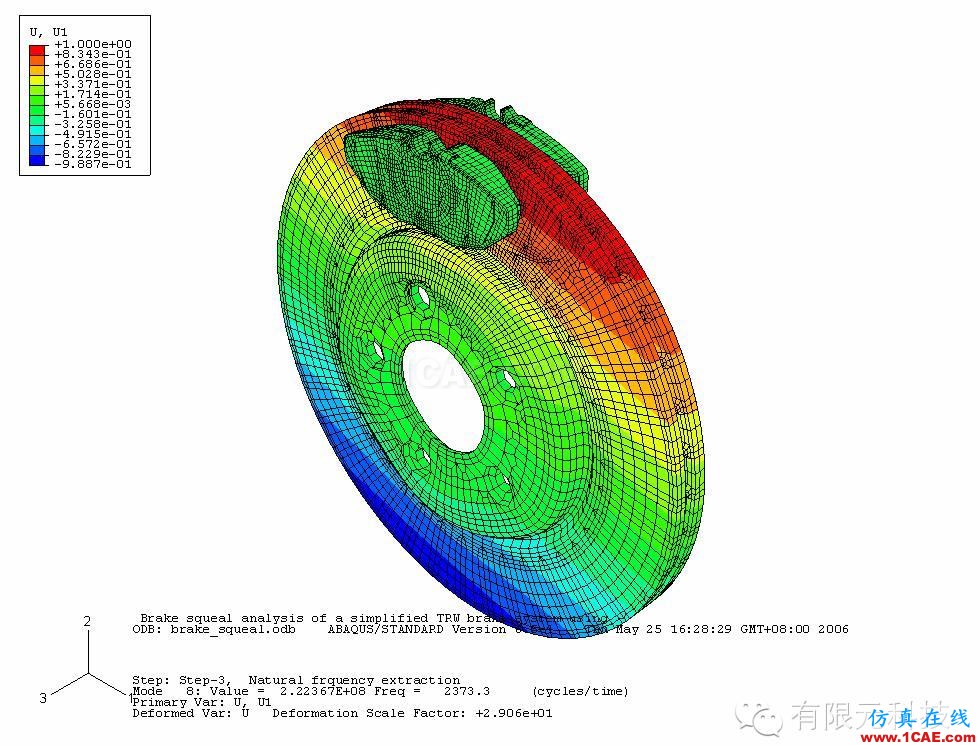 盤式制動(dòng)器剎車噪音模擬分析hypermesh培訓(xùn)教程圖片6