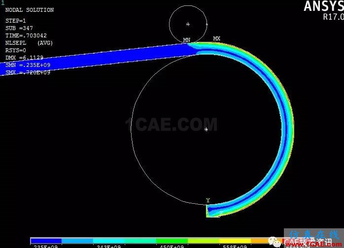 Ansys金屬塑性成型模擬-彎曲ansys結(jié)果圖片11