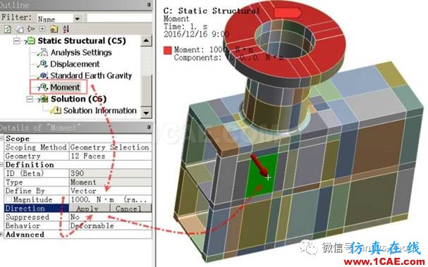 workbench中以云圖形式顯示網(wǎng)格質(zhì)量，扭矩荷載的施加 ansys結(jié)果圖片10